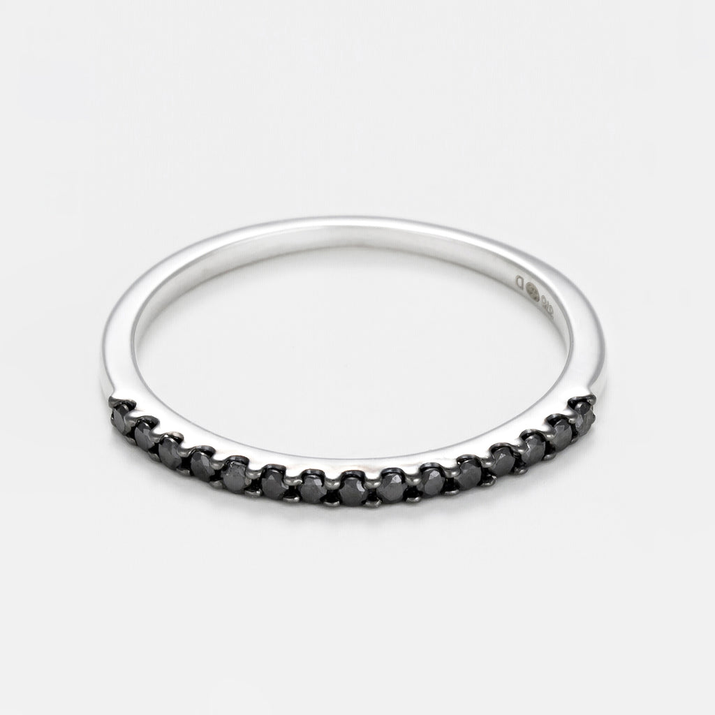 Bague "Alliance Sobriété" Diamants Noirs 0,14Ct/15
