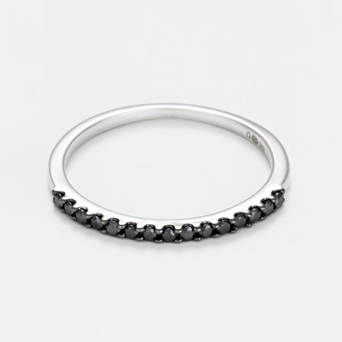 Bague "Alliance Sobriété" Diamants Noirs 0,14Ct/15 - Or Blanc 375/1000