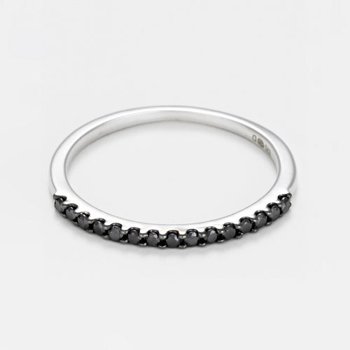 "Sobriété" Alliance Ring with 0.14Ct/15 Black Diamonds - White Gold