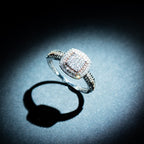 "Antique Square" Ring, 0.27 carats/89 - Two-tone 375/1000 Gold