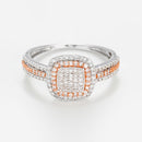 Bague "Carré Antique" Diamants 0,27Cts/89 - Or Bicolore