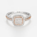 Bague "Carré Antique" Diamants 0,27Cts/89 - Or Bicolore 375/1000