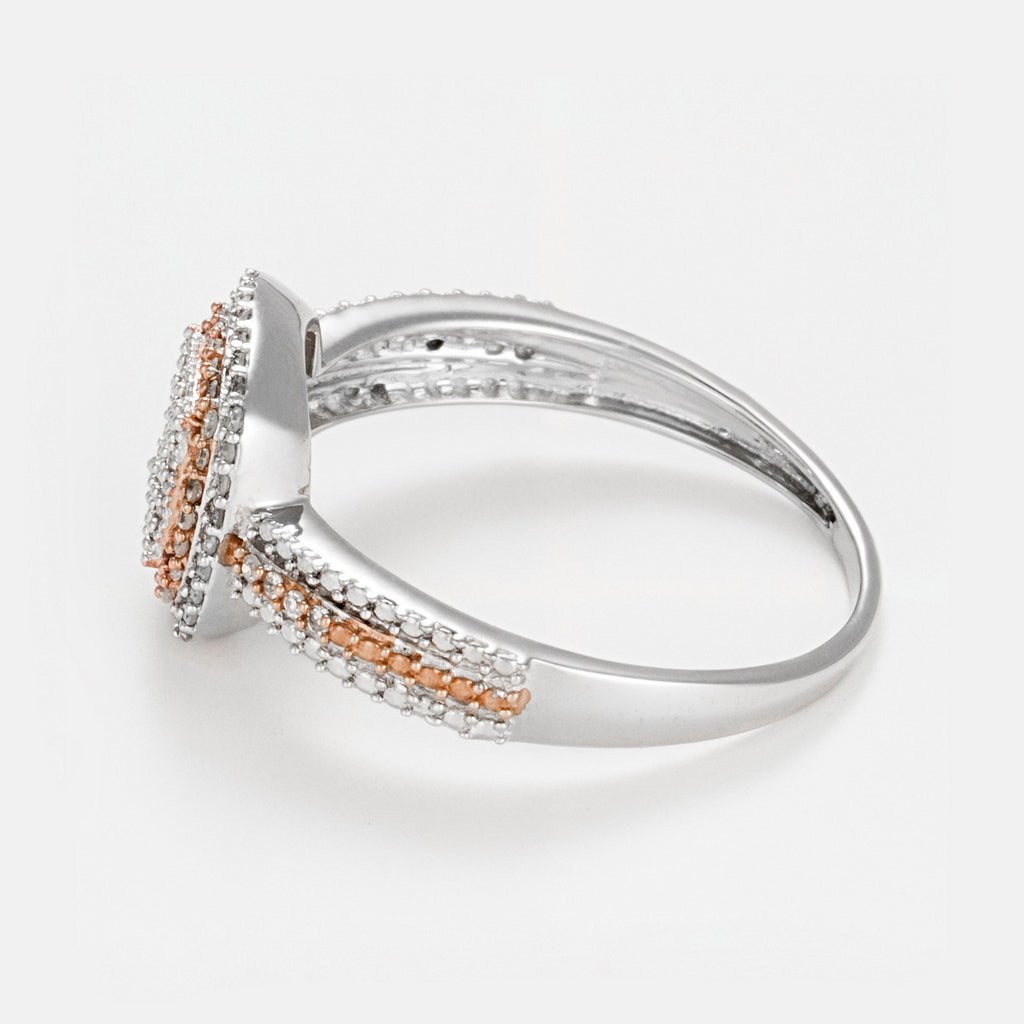 "Antique Square" Ring, 0.27 carats/89 - Two-tone 375/1000 Gold