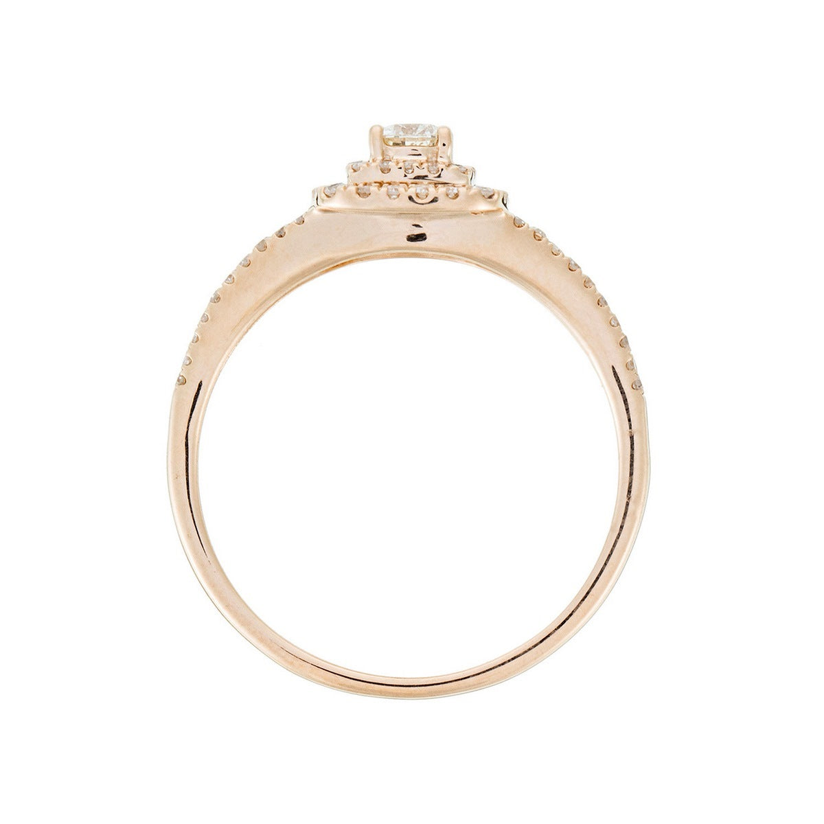 Bague Duo "Carré Somptueux" D0,34/100 + D0,17/1 - Or Jaune 375/1000
