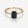 Bague Carre Saphir - Or Jaune