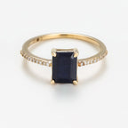 Bague Carre Saphir - Or Jaune