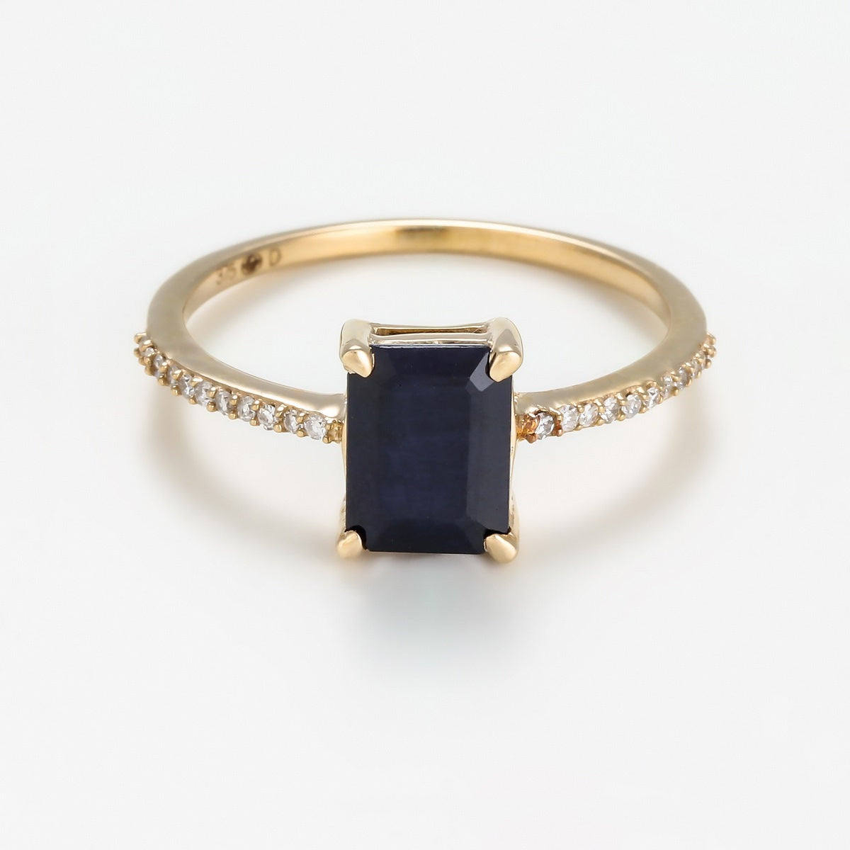 Bague Carre Saphir - Or Jaune