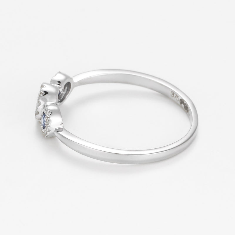 Bague "Triodes" D0,10/30 S0,32/3 - Or Blanc 375/1000