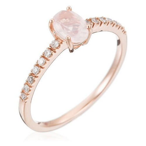Bague "Précieux Quartz" D0,08/14 ; Quartz Rose 0,45/1 - Or Rose 375/1000