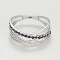 Bague "Ligne De Saphirs" Diamants D0,08/26 S0,25/17 - Or Blanc 375/1000