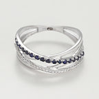 Bague "Ligne De Saphirs" Diamants D0,08/26 S0,25/17 - Or Blanc 375/1000