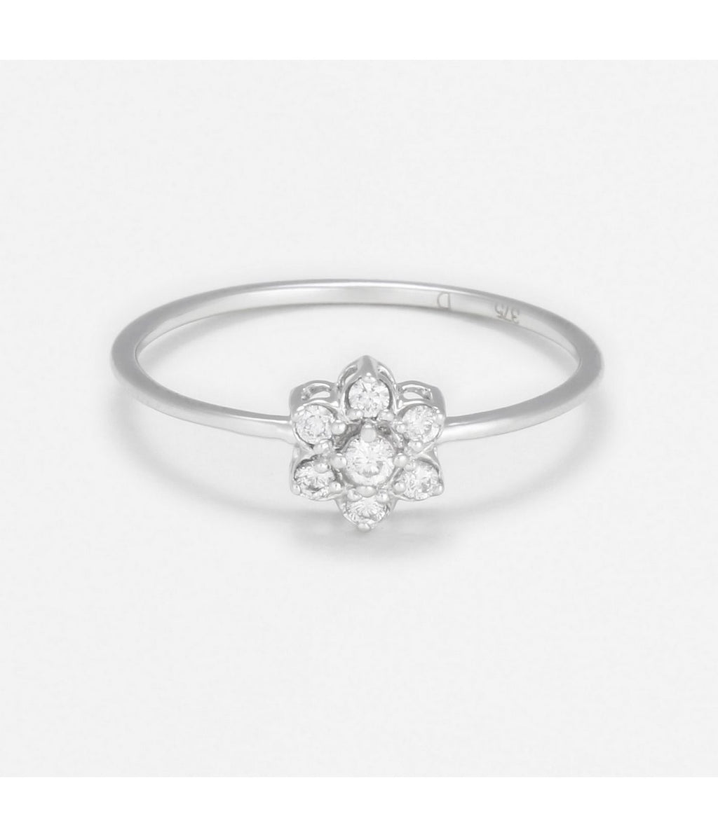 Bague "Fleur De Diamant" - D0,12/7 - Or Blanc