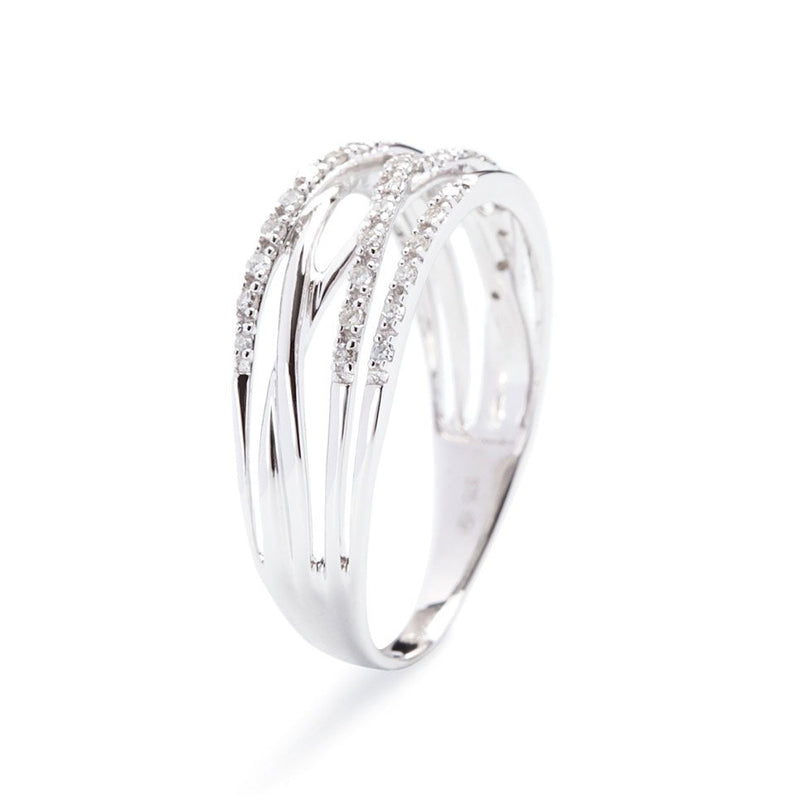 Bague "Entrelacs Eternel" Diamants D0,18Ct/36 - Or Blanc 375/1000