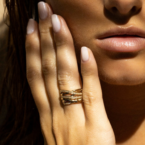 Anillo “Entrelacs Eternel” Diamantes 0.18Ct/36 – Oro amarillo