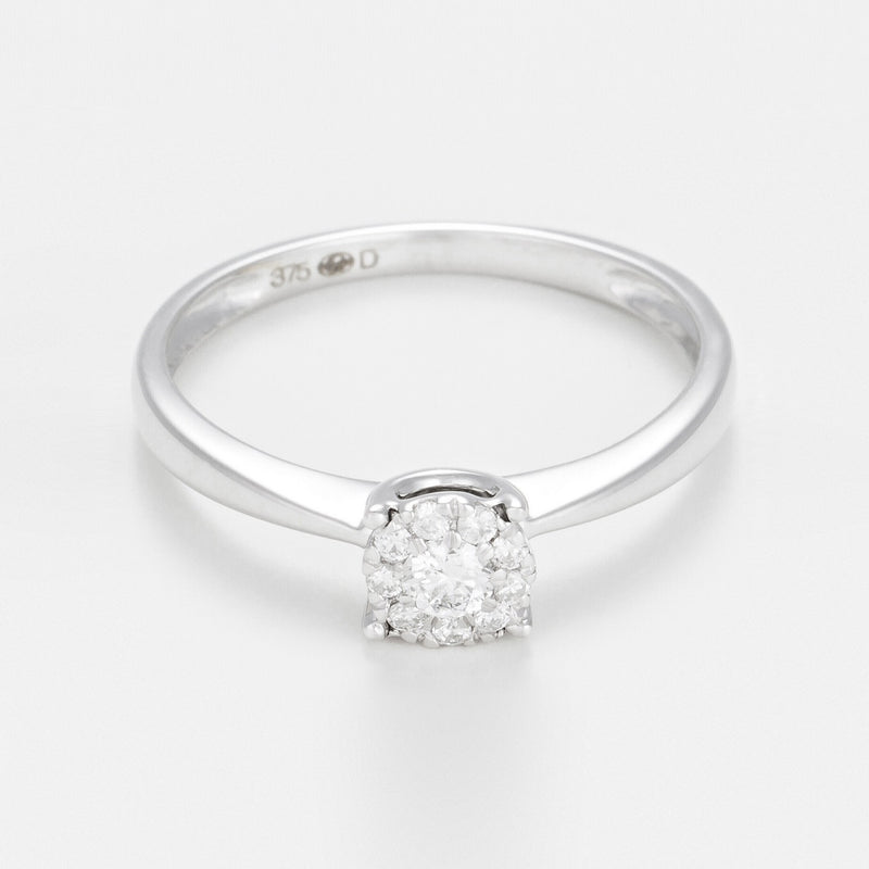 Ring "Brillant Lucia 17Ct" Diamonds 0,09/1+0,08/9 - Gold Blanc 375/1000