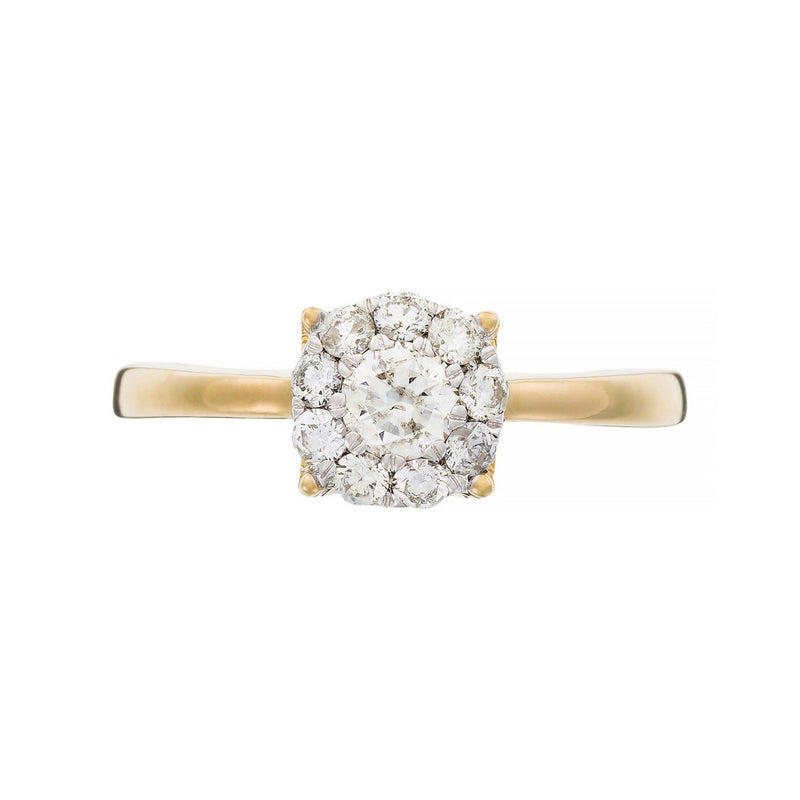 Bague "Brillant Luciana 0,50" Diamants 0,23Ct/1 & 0,27/9 - Or Jaune 375/1000