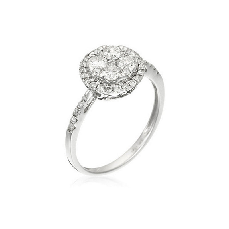 Blanc Anillo "Pompadour" Diamantes 0,74Ct/41 - Oro 375/1000