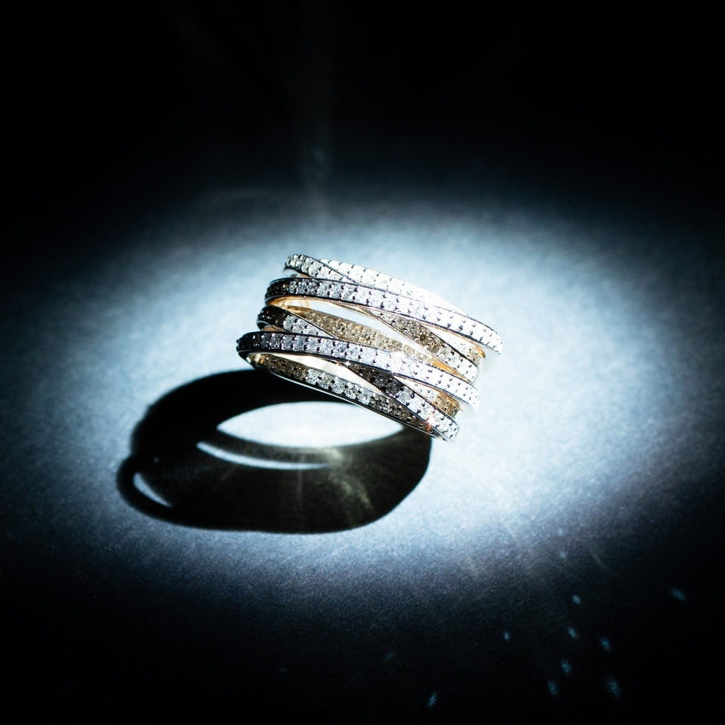 Bague "New Entrelacs Candides" Diamants : 0,99Ct/165 - Or Jaune 375/1000