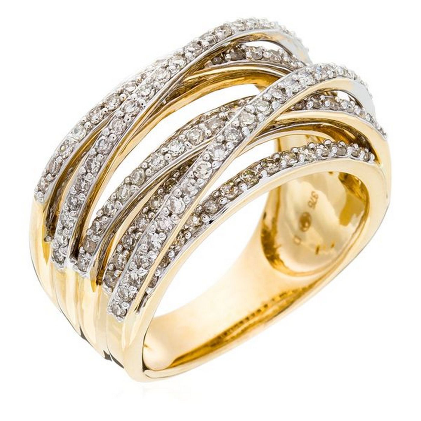 Bague "New Entrelacs Candides" Diamants : 0,99Ct/165 - Or Jaune 375/1000