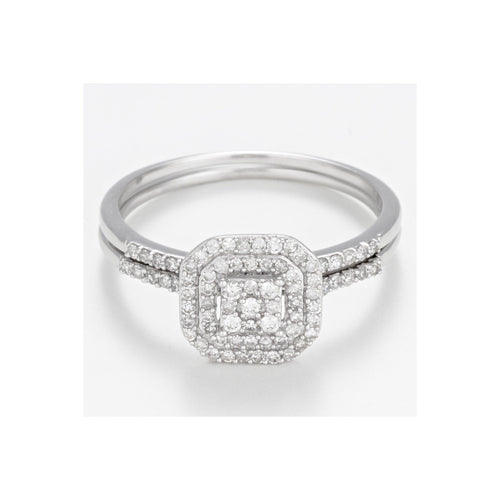 Bague Duo "Antique" Diamants 0,31Cts/84 - Or Blanc 375/1000