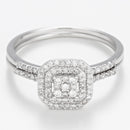"Antique" Duo Ring with 0.31ct/84 Diamonds - 375/1000 White Gold