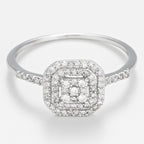 Bague Duo "Antique" D0,31Cts/84 - Or Blanc 375/1000