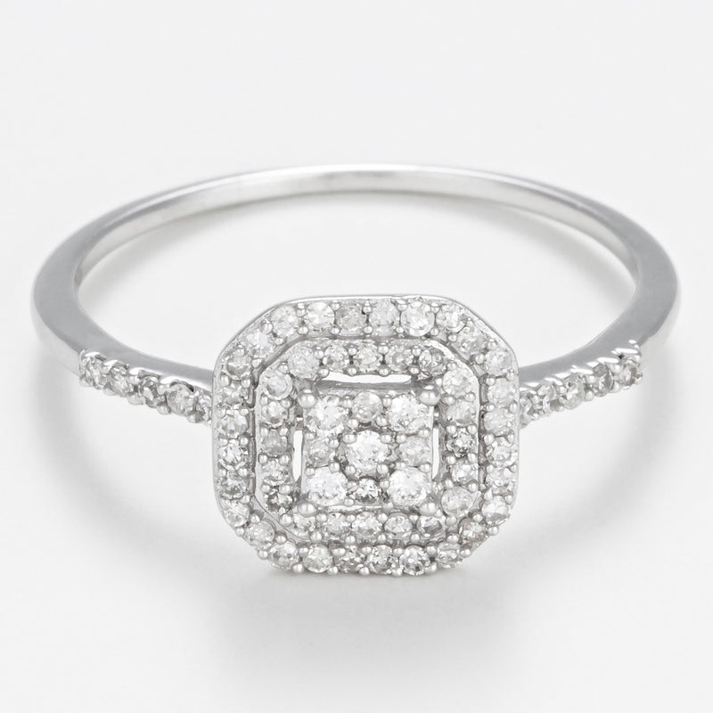 Ring Duo "Antique" Diamonds 0.31Cts/84 - Gold Blanc 375/1000