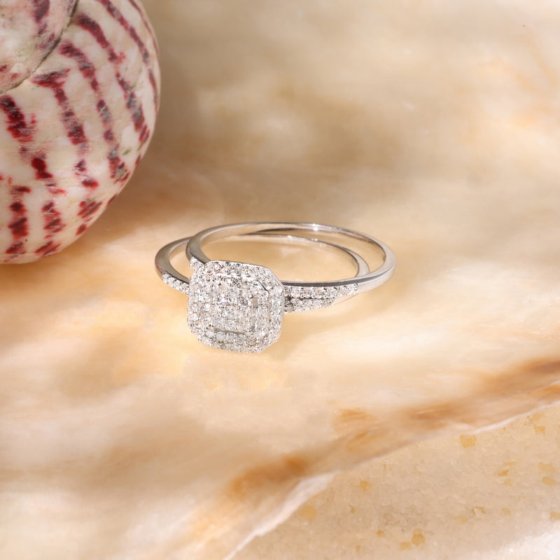 Bague Duo "Antique" Diamants 0,31Cts/84 - Or Blanc