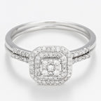 Bague Duo "Antique" D0,31Cts/84 - Or Blanc 375/1000