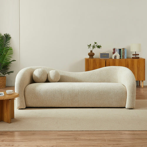 Canapé Droit Fixe - Bacala - 3 Places - Tissu Chenille - Taupe