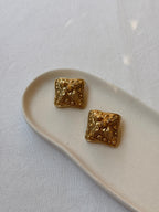 Boucles D’Oreilles Vintage - Xxl Carrées Dorées