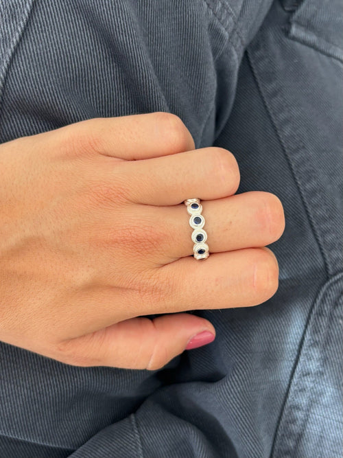 Anillo Lágrima Azul Plata