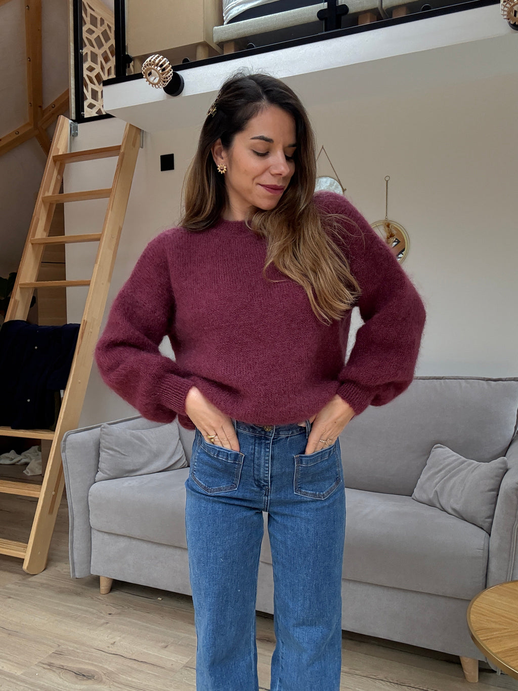 Maille En Mohair Et Laine Gaia Bordeaux