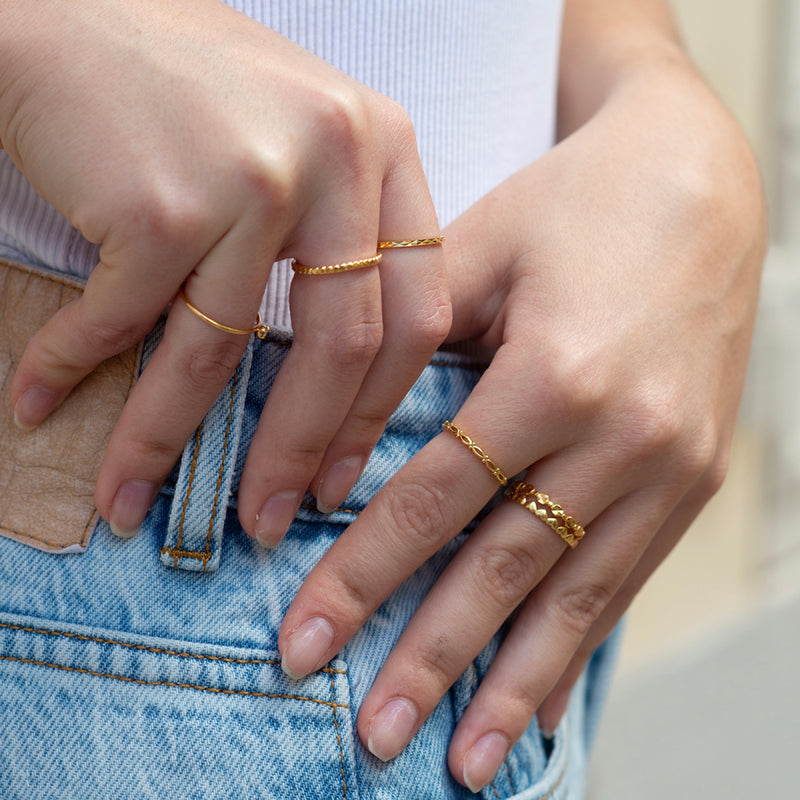 Bague Ajustable Doree Jade