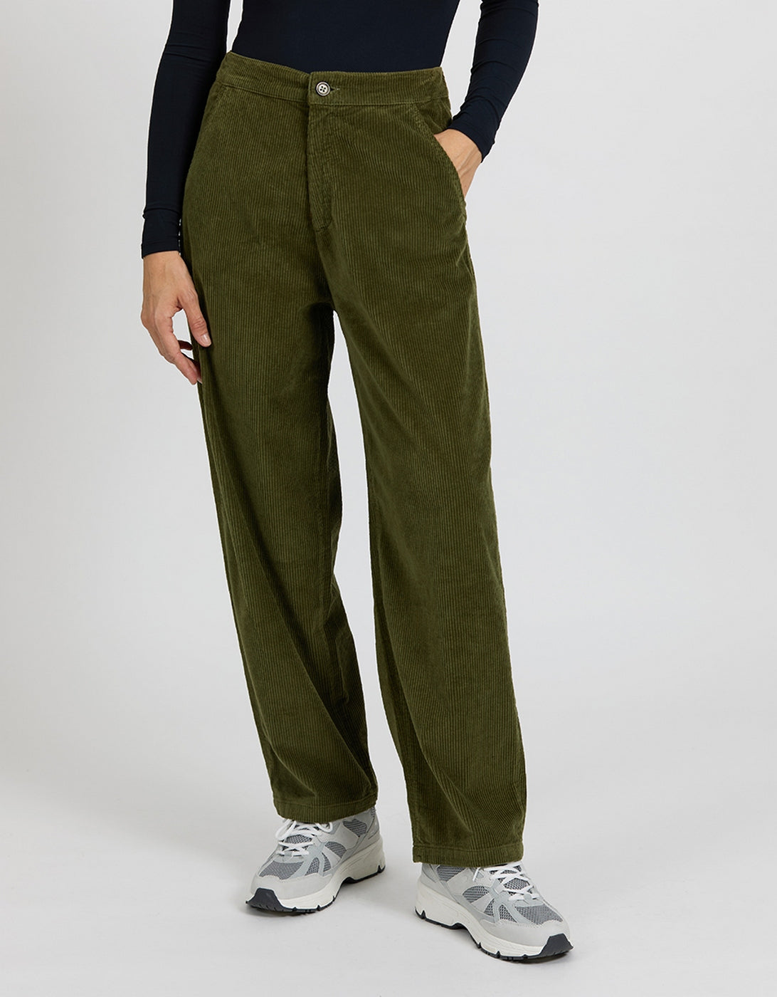 Pantalón Recto Baltimore Velvet - Caqui - Mujer
