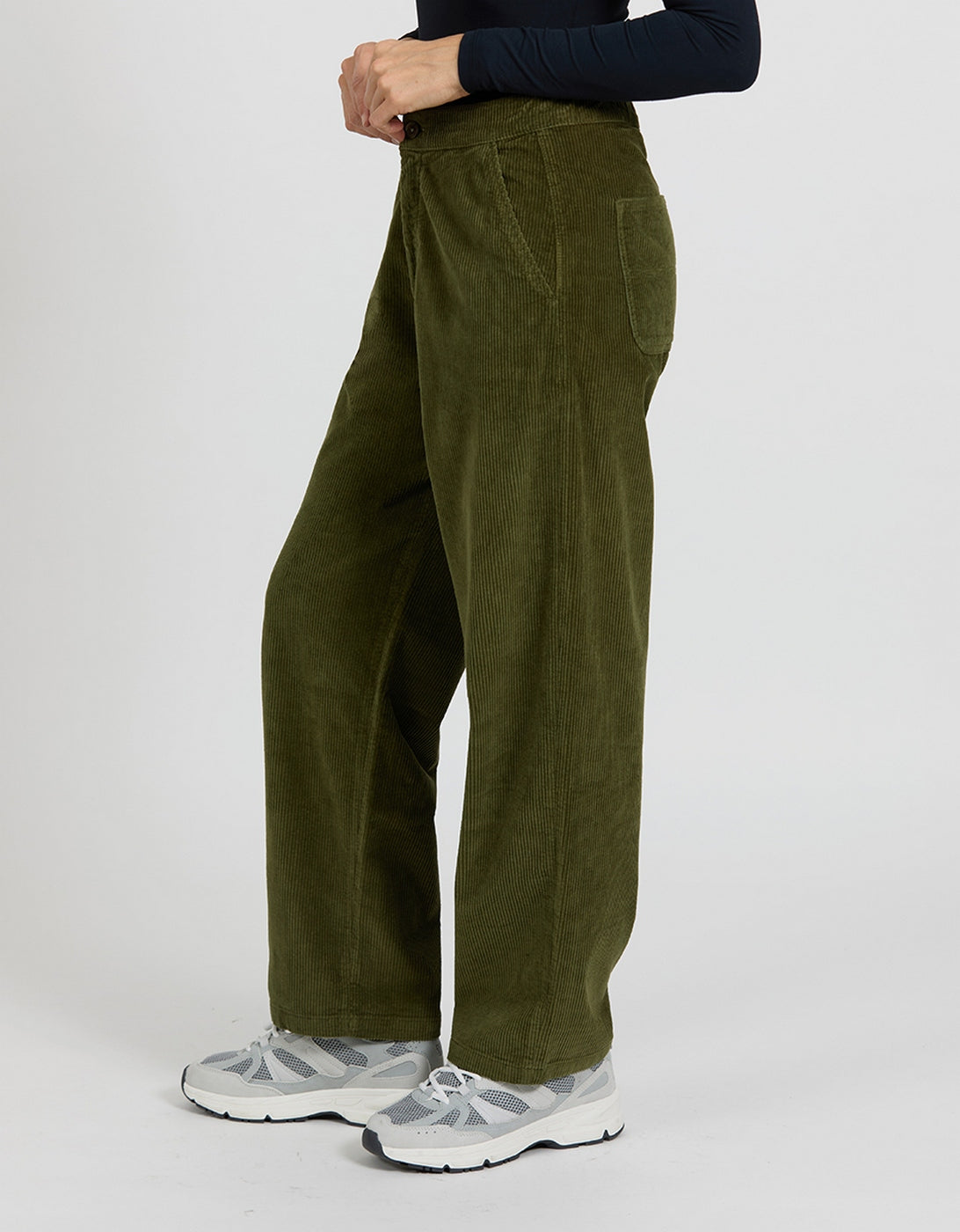 Pantalón Recto Baltimore Velvet - Caqui - Mujer