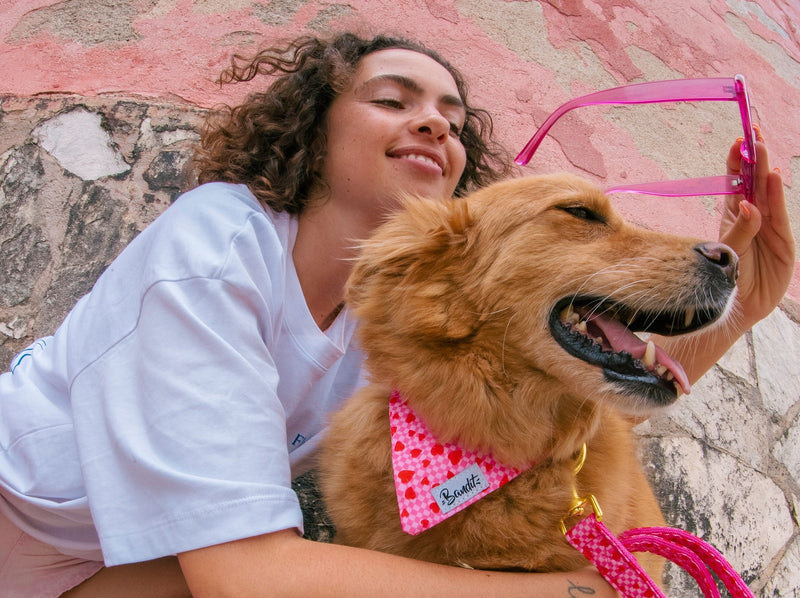 Bandana Imprimé Rose Et Rouge- Chien