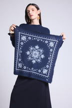 Bufanda Bandana Flower Bandana Flower de cachemira - Azul marino y azul cielo - Unisex