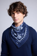 Echarpe Bandana Flower Bandana Flower En Cachemire - Bleu Marine Et Bleu Ciel - Mixte