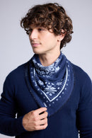 Echarpe Bandana Flower Bandana Flower En Cachemire - Bleu Marine Et Bleu Ciel - Mixte