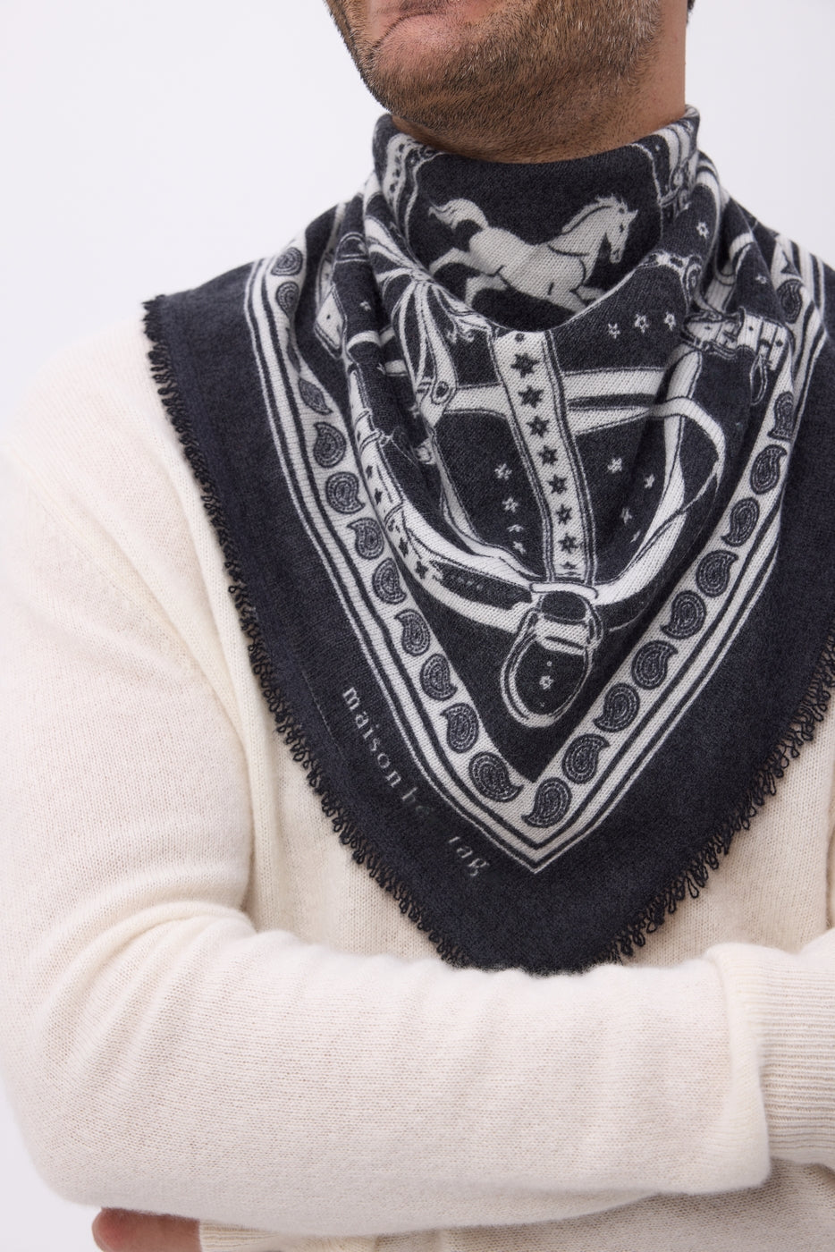 Lille Le Harnais Bandana - Sort Hvid - Herre