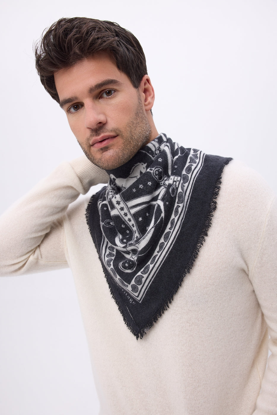 Lille Le Harnais Bandana - Sort Hvid - Herre
