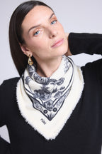 Bufanda bandana Tiger de cachemira - Negro y blanco - Unisex