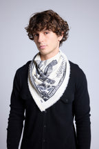 Bufanda bandana Tiger de cachemira - Negro y blanco - Unisex