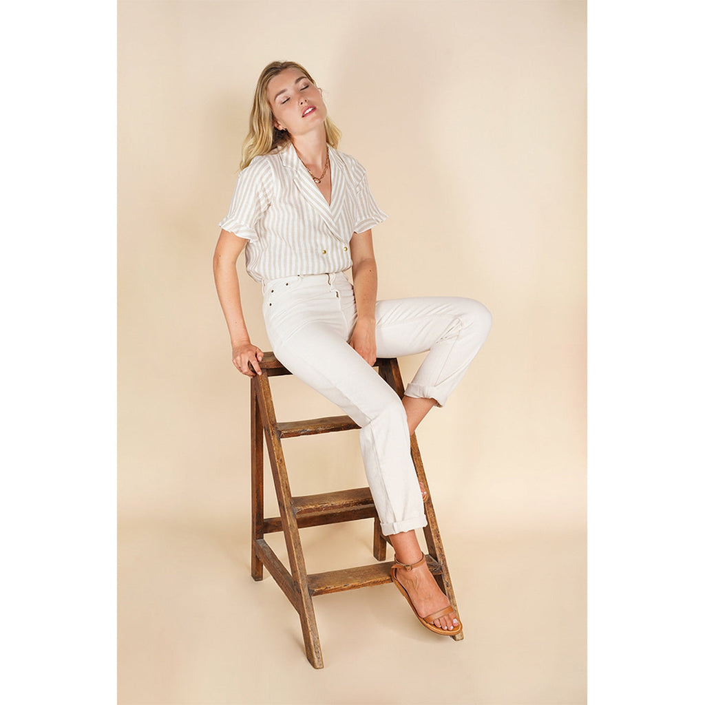 Camisa Bari - Rayas Blanco/Beige