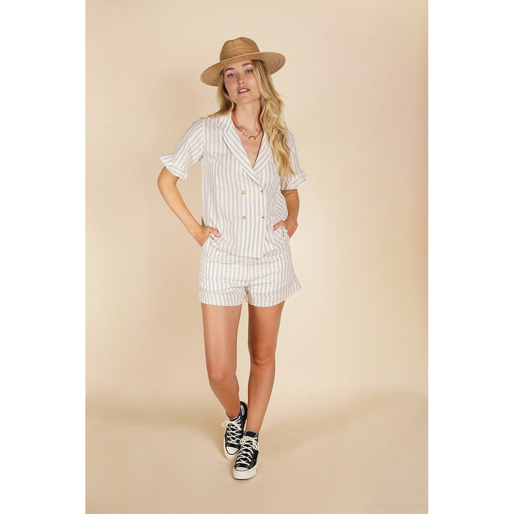 Camisa Bari - Rayas Blanco/Beige