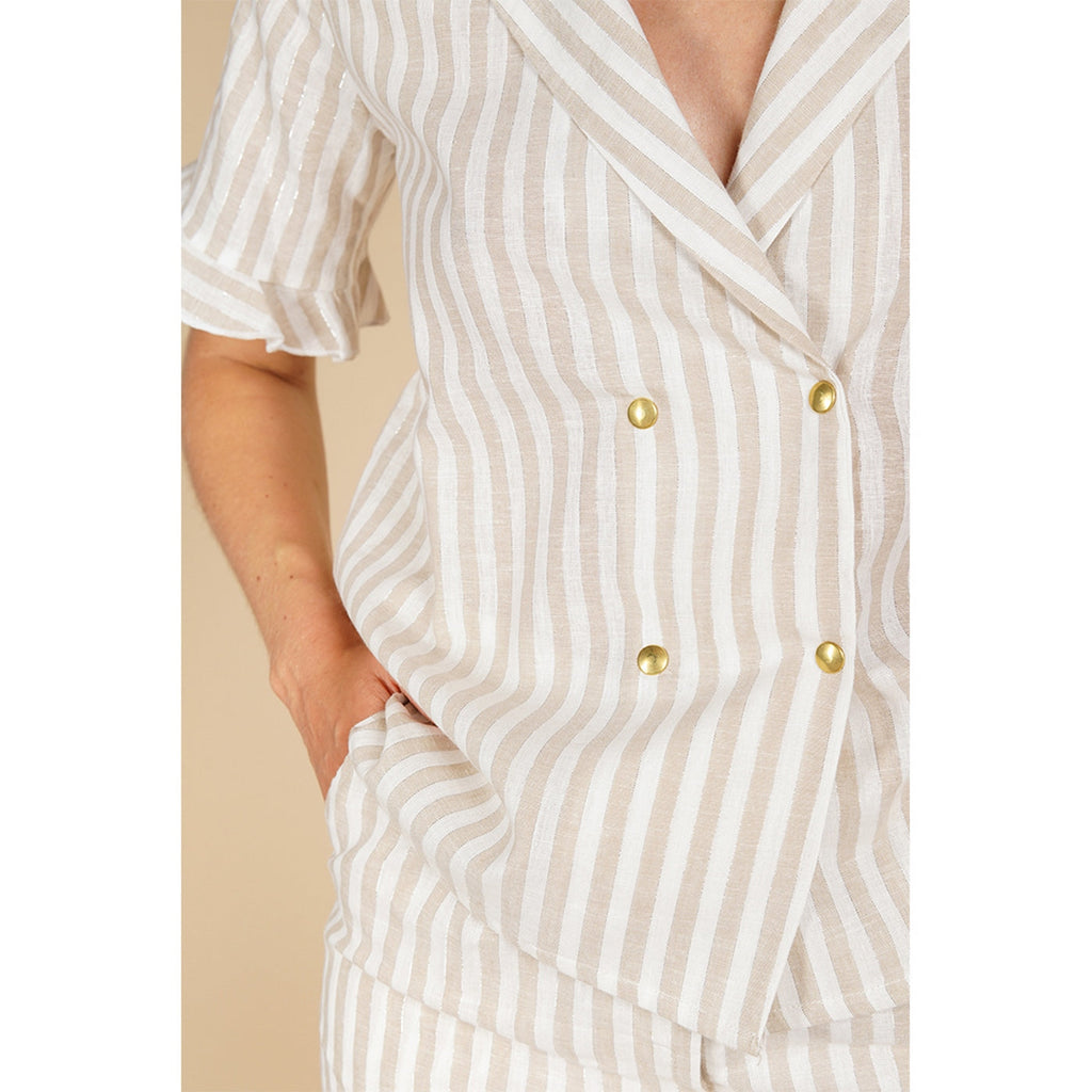 Camisa Bari - Rayas Blanco/Beige