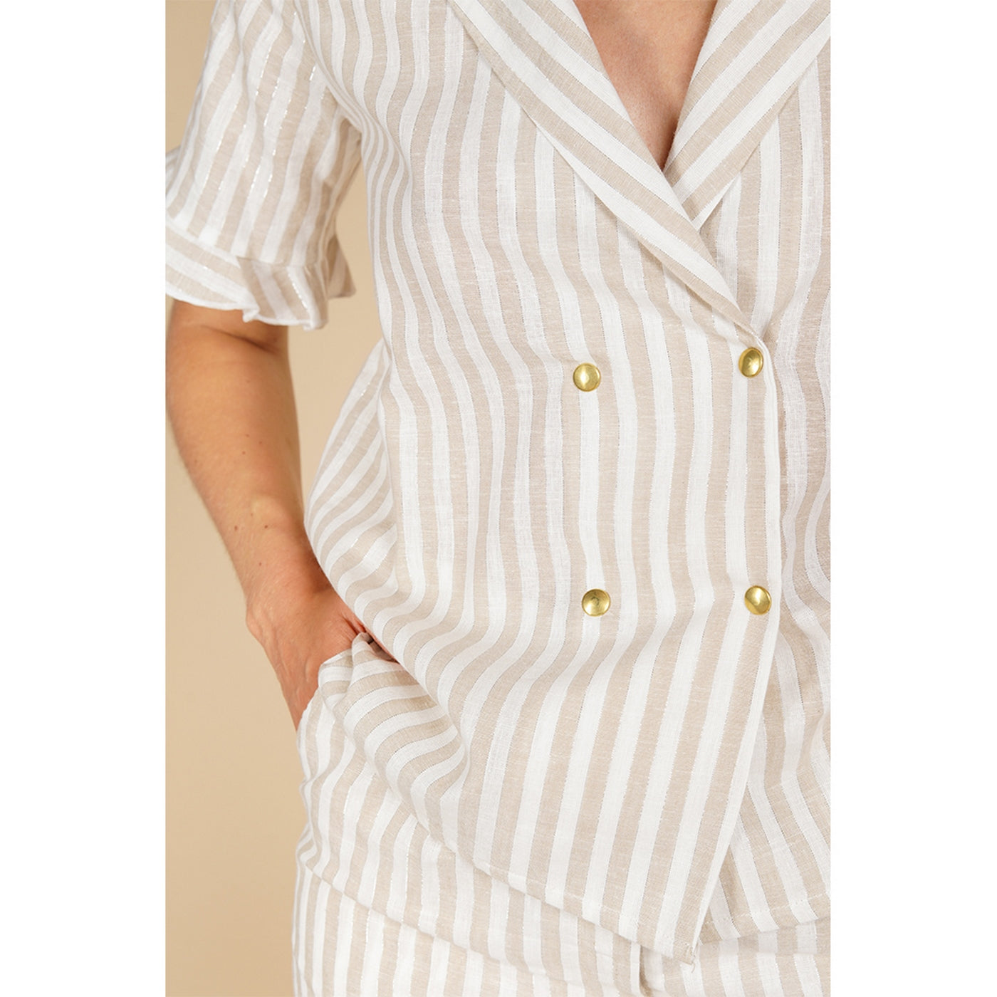 Camisa Bari - Rayas Blanco/Beige
