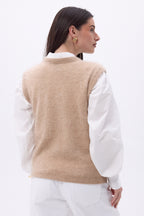 Gilet Sans Manches – Cachemire Brossé Bari - Beige - Femme