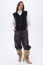 Sleeveless Cardigan – Brushed Cashmere Bari - Black - Women